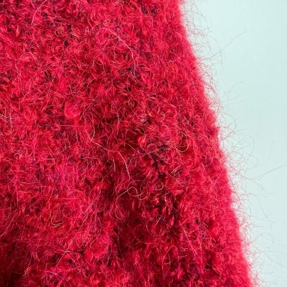 TEY ART Cardigan Sweater Womens Large Red One Button Collar Alpaca Wool Peru L - Picture 9 of 11